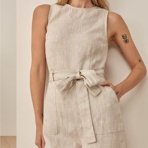 Reformation Naomi Linen Jumpsuit in Oatmeal